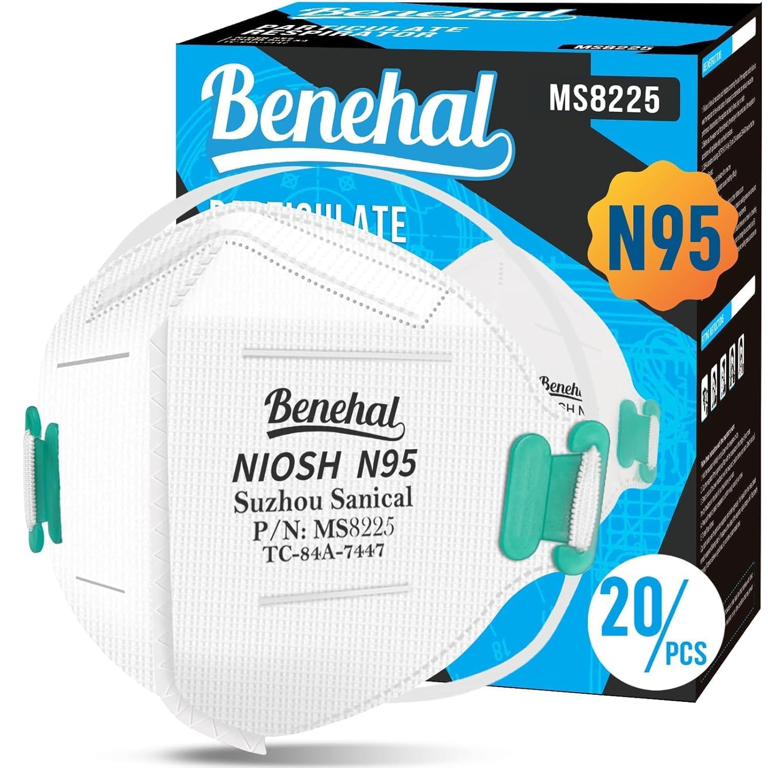 benehal N95 Masks for Adults, NIOSH Approved Disposable Mask