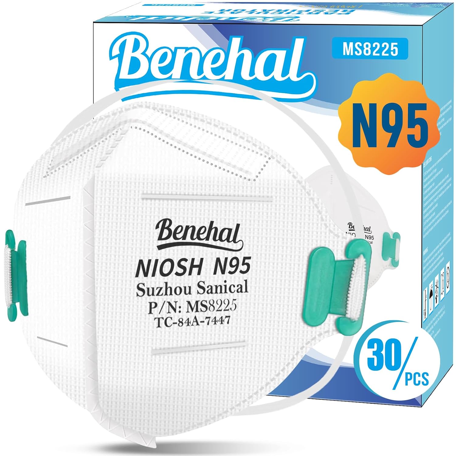 benehal N95 Face Masks, NIOSH Approved Individually Wrapped