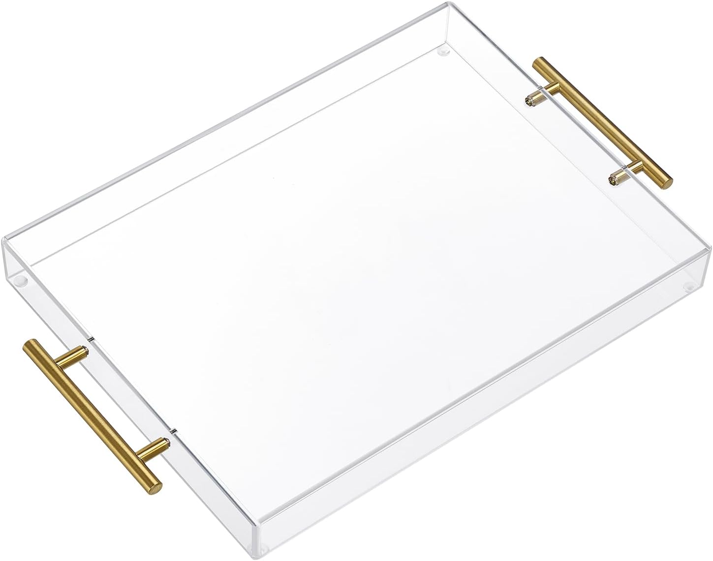 Clear Acrylic Serving Tray with Gold Handles