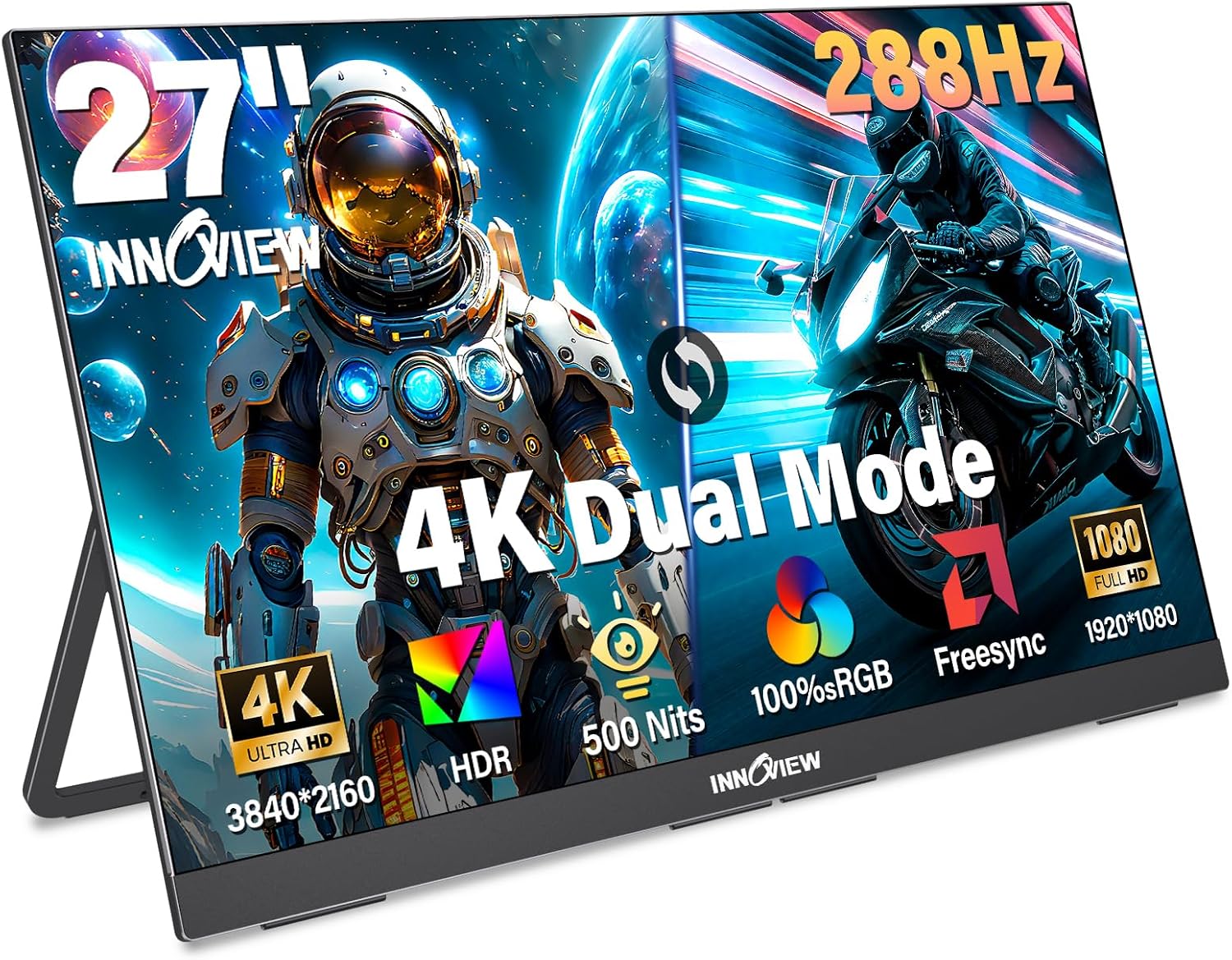 InnoView 27 Inch Monitor Dual Mode 4K UHD 120Hz/FHD 288Hz