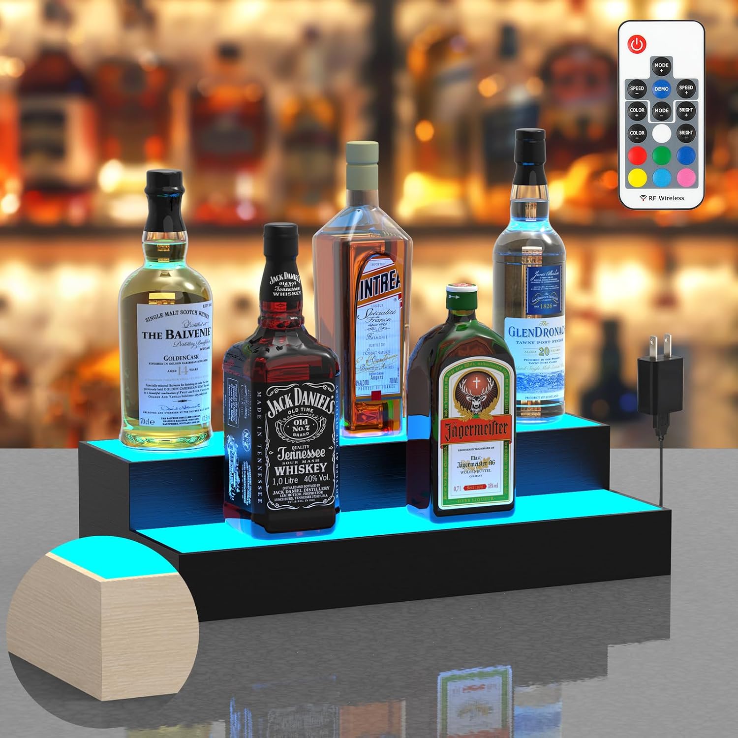 upcessory LED Lighted Liquor Bottle Display Shelf 2 Tier 16