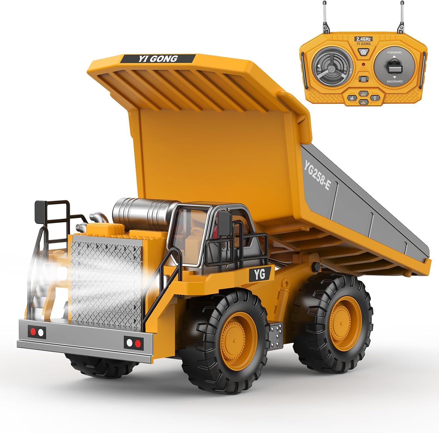 RC Dump Truck Toy for Kids with 45° Lifting Alloy Dump Bed