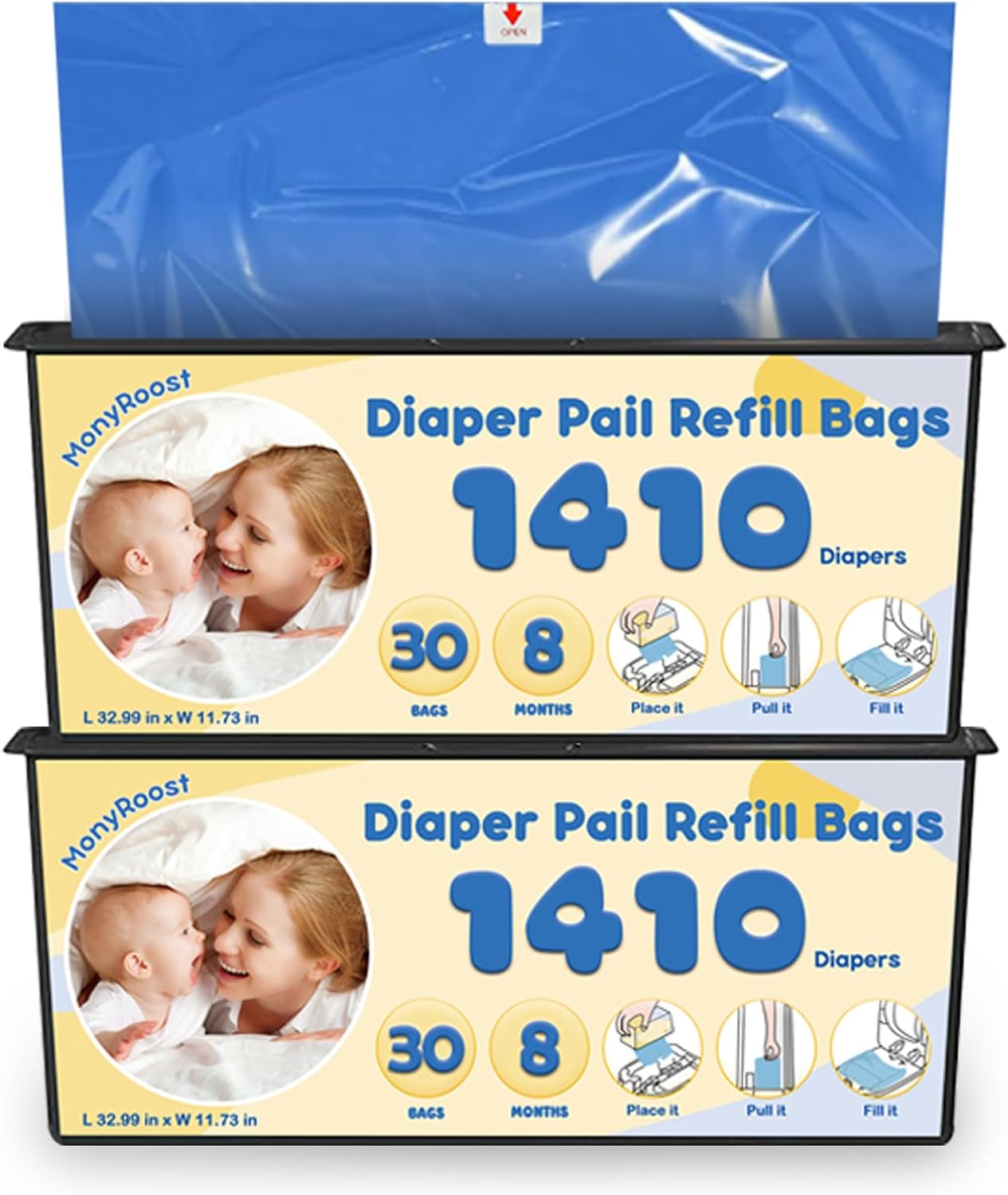 Diaper Pail Refills Bags Compatible with Genie Easy Roll